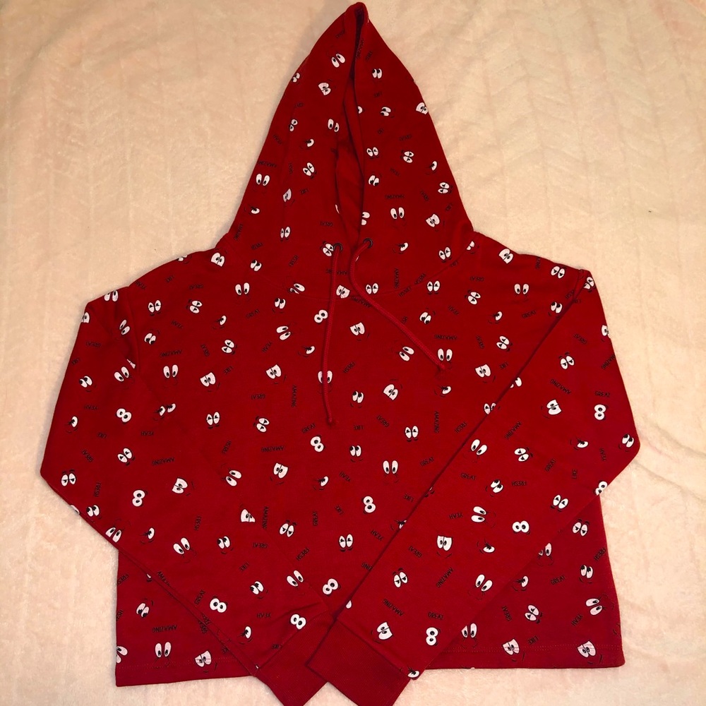 Red crop top hoodie